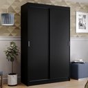 Ver imagem 1 de Guarda-Roupa Solteiro Madesa Tokio 2 Portas de Correr 2 Gavetas Preto Cor:Preto