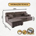 Ver imagem 3 de Sofá Orlando 2.80x1.70m com Chaise, Retrátil e Reclinável - Marrom
