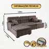 Sofá Orlando 2.80x1.70m com Chaise, Retrátil e Reclinável - Marrom - 3