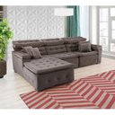 Ver imagem 1 de Sofá Orlando 2.80x1.70m com Chaise, Retrátil e Reclinável - Marrom