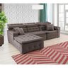 Sofá Orlando 2.80x1.70m com Chaise, Retrátil e Reclinável - Marrom - 1
