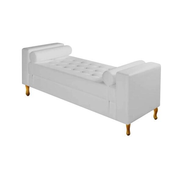 Divã Recamier Sofá Baú Félix 1,60M Corano Branco - AM Decor