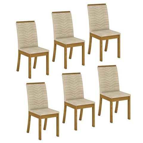 Conjunto de 6 Cadeiras Isa Nature/linho - Móveis Henn