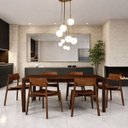 Ver imagem 1 de Mesa de Jantar 6 Lugares de Madeira Maciça Natural :escura