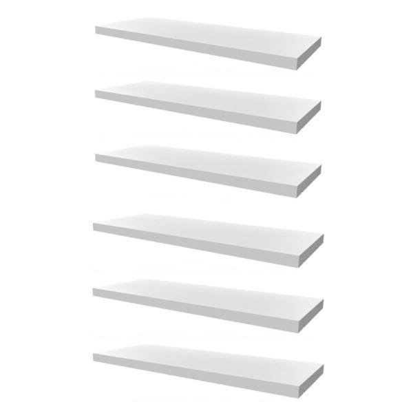 Kit 6 Prateleiras 50x30 MDF Branco com Suporte Flutuante Invisível