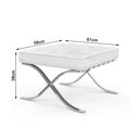 Ver imagem 2 de Puff Barcelona Inox em Couro Natural Branco