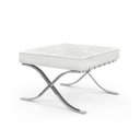 Ver imagem 1 de Puff Barcelona Inox em Couro Natural Branco