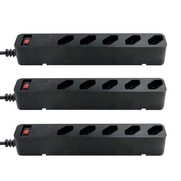 Kit Protetor Contra Raios Clamper, Iclamper Energia 5 - 3 Unidades - Dps - com 5 Tomadas - Preto