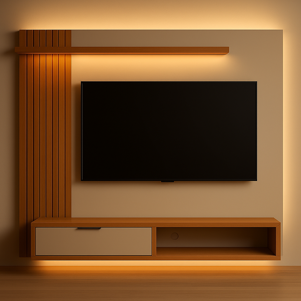 Painel Suspenso Berlim para Tv de até 65 Polegadas Branco / Nature Off White - Peternella - 1