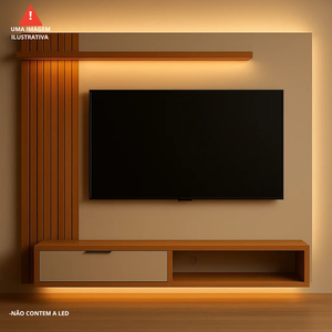 Painel Suspenso Berlim para Tv de até 65 Polegadas Branco / Nature Off White - Peternella