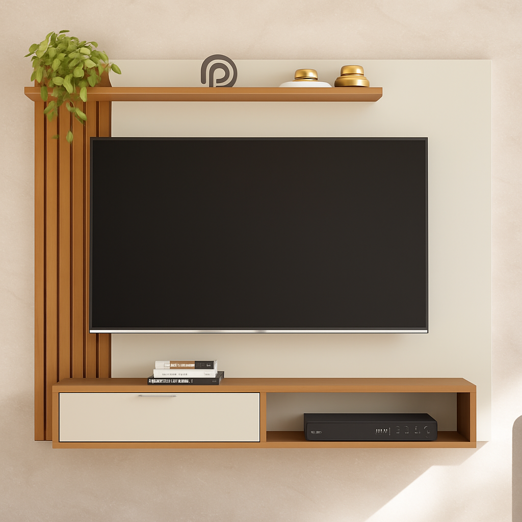 Painel Suspenso Berlim para Tv de até 65 Polegadas Branco / Nature Off White - Peternella - 2