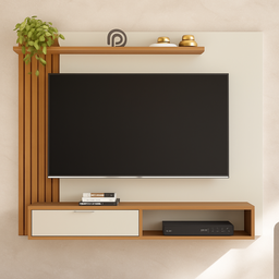 Painel Suspenso Berlim para Tv de até 65 Polegadas Branco / Nature Off White - Peternella - 2
