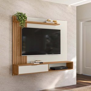 Painel Suspenso Berlim para Tv de até 65 Polegadas Branco / Nature Off White - Peternella