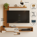 Ver imagem 5 de Painel Suspenso Berlim para Tv de até 65 Polegadas Branco / Nature Off White - Peternella