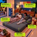 Ver imagem 4 de Sofá Cama Nami 1,50m Xpand Tech Tecido Bouclê Cinza Escuro Cama Inbox