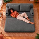 Ver imagem 5 de Sofá Cama Nami 1,50m Xpand Tech Tecido Bouclê Cinza Escuro Cama Inbox