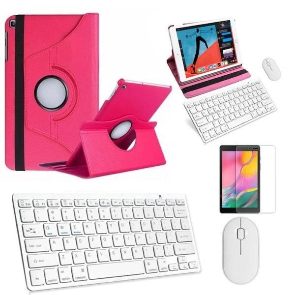 Kit Capa 360 Rosa / Teclado e Mouse branco e Película para Galaxy Tab A S Pen 8.0" P205/P200 - 1