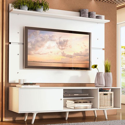 Rack Madesa Dubai e Painel para Tv até 65 Polegadas com Pés - Branco