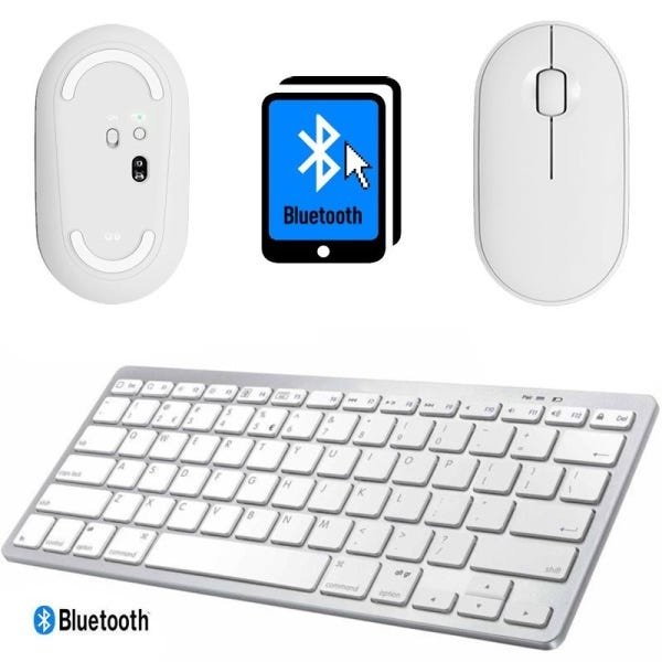 Mouse e Teclado bluetooth para iPad 5 e 6 - 9,7" Branco