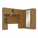Ver imagem 2 de Guarda Roupa Modulado 3 Peças 9 Portas 5 Gavetas com Espelho e Cabeceira 100% MDF Smart Cinamomo Marrom