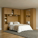 Ver imagem 1 de Guarda Roupa Modulado 3 Peças 9 Portas 5 Gavetas com Espelho e Cabeceira 100% MDF Smart Cinamomo Marrom