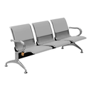 Ver imagem 1 de Cadeira Longarina 3 Lugares Cromada C/ Estofado Colors: Cinza Claro