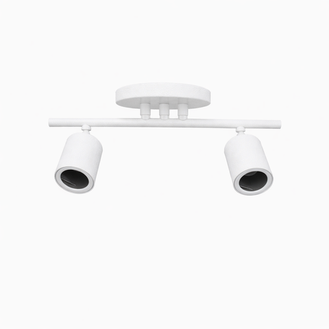 Spot Trilho Industrial Aluminio Teto 2 Luzes Gu10 Bivolt Lumini Lab - Branco Microtextura