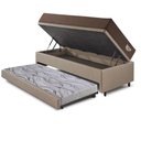 Ver imagem 4 de Bicama Box Baú com Courino Linho Bege 96x203 com Colchão Relax Adorabile Molas Ensacadas Ecoflex