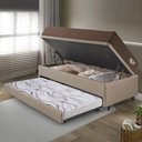Ver imagem 3 de Bicama Box Baú com Courino Linho Bege 96x203 com Colchão Relax Adorabile Molas Ensacadas Ecoflex