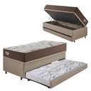 Ver imagem 1 de Bicama Box Baú com Courino Linho Bege 96x203 com Colchão Relax Adorabile Molas Ensacadas Ecoflex
