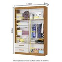 Ver imagem 4 de Guarda-Roupa Infantil 4 Portas 2 Gavetas com Cabideiro 118,5cm Multimóveis CR35558 Madeirado/Off
