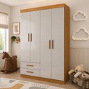Ver imagem 1 de Guarda-Roupa Infantil 4 Portas 2 Gavetas com Cabideiro 118,5cm Multimóveis CR35558 Madeirado/Off