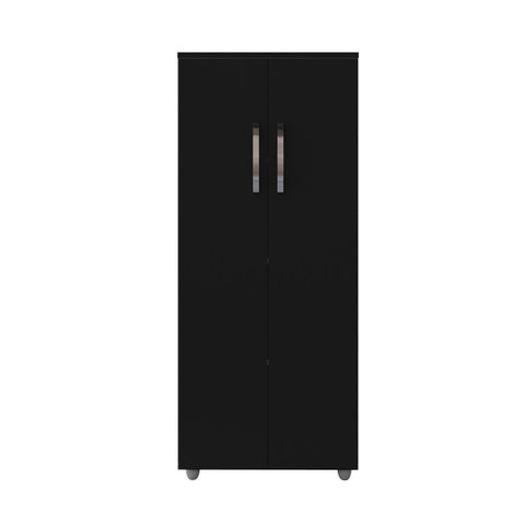Armário Multiuso 2 Portas Rosana 60cm Organizador MDP Preto Fosco Lavanderia Quarto Cozinha