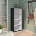 Ver imagem 2 de Armário Multiuso 2 Portas Rosana 60cm Organizador MDP Preto Fosco Lavanderia Quarto Cozinha
