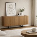 Ver imagem 1 de Buffet Aparador 100% MDF 4 Portas Frisado 180cm Pés em Metal Preto Luna