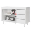 Ver imagem 3 de Balcão de Cozinha Lux para Pia de 120cm 100%mdf sem Tampo 02 Portas e 03 Gavetas Branco - Abmaza