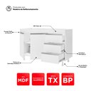 Ver imagem 5 de Balcão de Cozinha Lux para Pia de 120cm 100%mdf sem Tampo 02 Portas e 03 Gavetas Branco - Abmaza