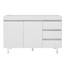 Ver imagem 1 de Balcão de Cozinha Lux para Pia de 120cm 100%mdf sem Tampo 02 Portas e 03 Gavetas Branco - Abmaza