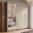 Ver imagem 3 de Guarda-Roupa Modulado 200 cm 5 Portas com Espelhos 2 Gavetas Rustic/Crema Neo Madesa 02