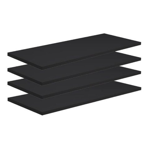 Kit 4 Prateleiras 50x25 MDF Preto com Suporte Flutuante Invisível