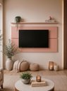 Ver imagem 1 de Painel para TV com Prateleira 180cm Retro MDF Rosa Dallas - On Móveis