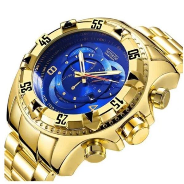 Relógio Reserve Temeite Super Luxuoso Bonito Dourado Grande - 1