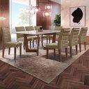 Ver imagem 1 de Mesa de Jantar 8 Lugares Nápoles/Genova com Vidro Chocolate/Off White/Marrom Claro - Cel Móveis