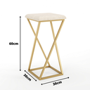 Ver imagem 3 de Banqueta Z Média 60cm com Armação de Metal Dourado com Assento Estofado Bege