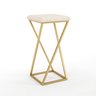 Banqueta Z Média 60cm com Armação de Metal Dourado com Assento Estofado Bege - 2