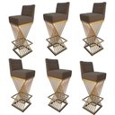 Ver imagem 1 de Kit 06 Banquetas Luma Base de Ferro Sued Marrom Rato - D'classe Decor