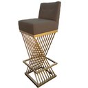 Ver imagem 4 de Kit 06 Banquetas Luma Base de Ferro Sued Marrom Rato - D'classe Decor