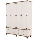 Ver imagem 2 de Guarda Roupa Solteiro 4 Portas 4 Gavetas 190cm Provençal Alegra S05 Off White Nogueira - Lyam Decor