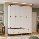Ver imagem 4 de Guarda Roupa Solteiro 4 Portas 4 Gavetas 190cm Provençal Alegra S05 Off White Nogueira - Lyam Decor