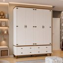Ver imagem 1 de Guarda Roupa Solteiro 4 Portas 4 Gavetas 190cm Provençal Alegra S05 Off White Nogueira - Lyam Decor